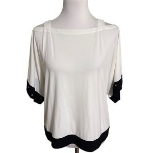 Chico's White Blouse with Black Trim